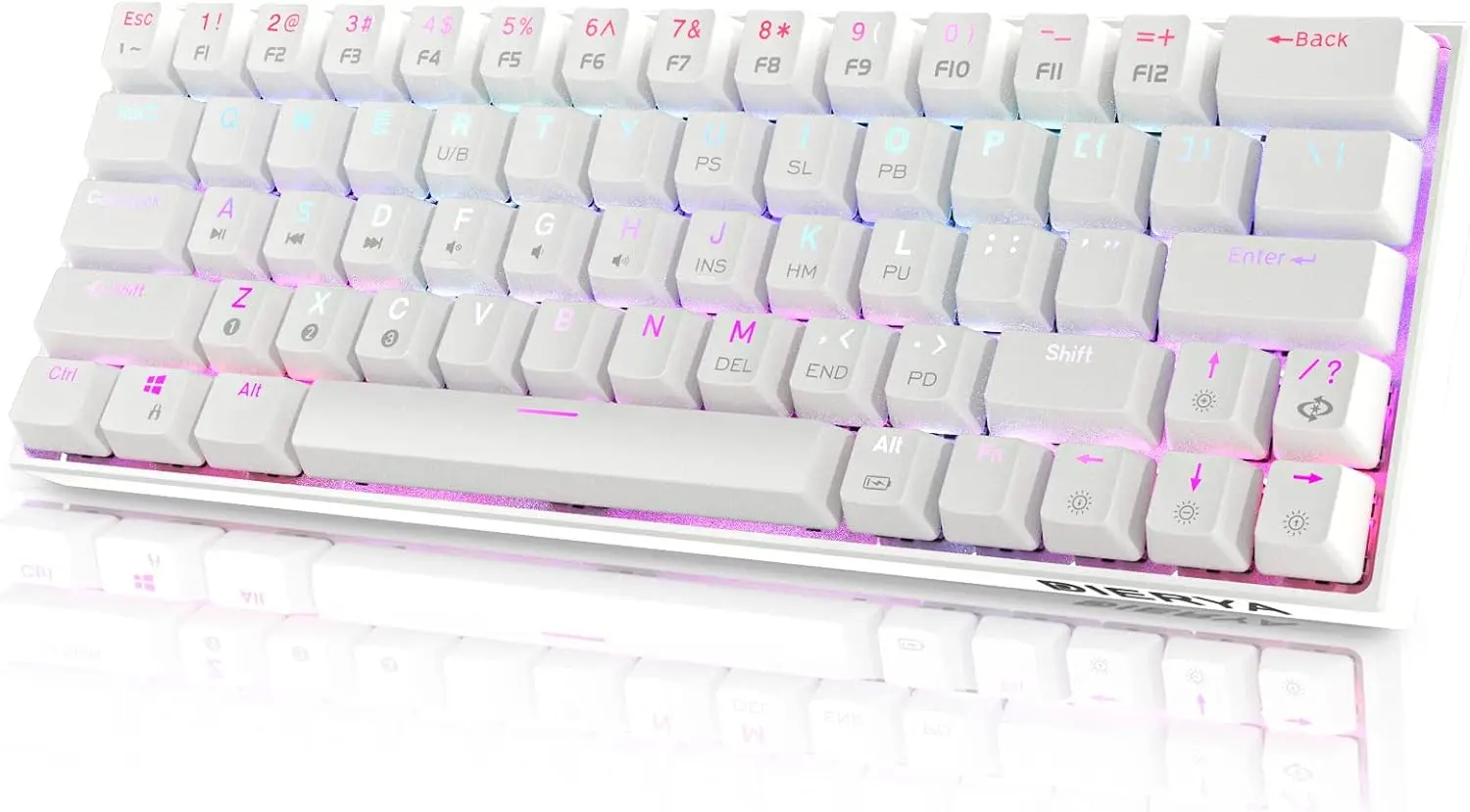CLAVIER MECANIQUE GAMING DIERYA DK61SE 60 Pourcent WHITE BROWN SWITCH